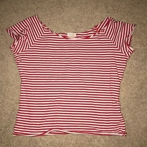 Brandy Melville white and red stripped shirt.